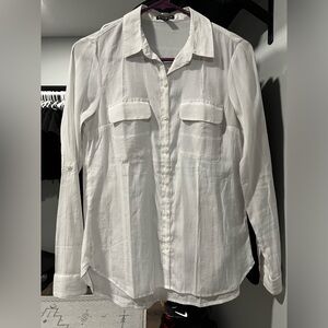 White and Gray Striped Express Portofino Shirt